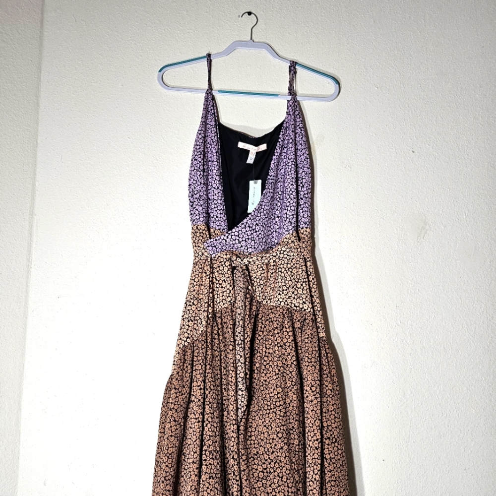 NWT HUTCH Contrast Leopard Wrap Dress 1X Purple Tan